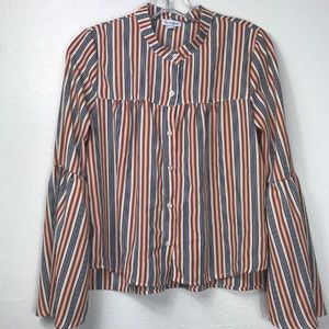 Love Fire Button Up Striped Blouse
